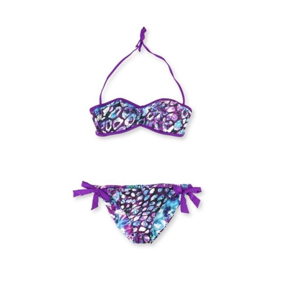 Becca Womens Printed Push Up 2 Piece Bikini, Purple, NWT